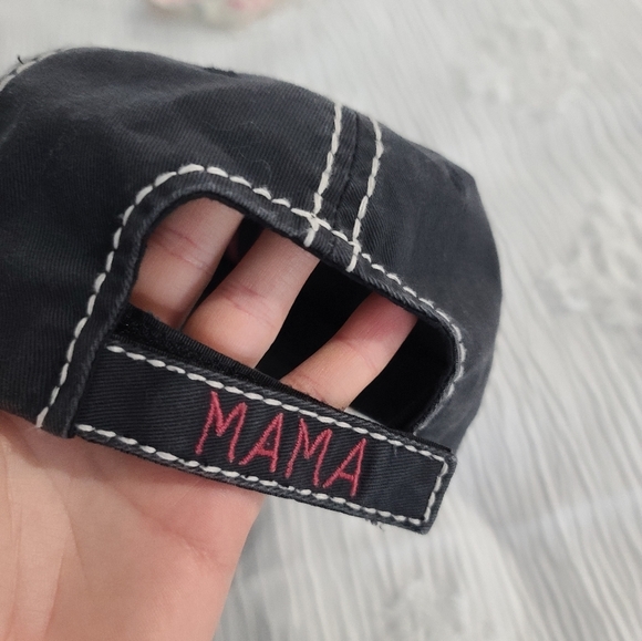 Distressed MAMA embroidered hat baseball cap - Picture 2 of 2